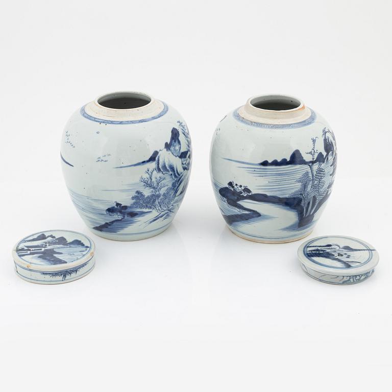 Two blue and white ginger jars, Qing Dynasty, China, 19th century.