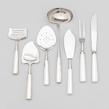 Pekka Piekäinen, Serving cutlery, 7 pcs, silver and stainless steel.