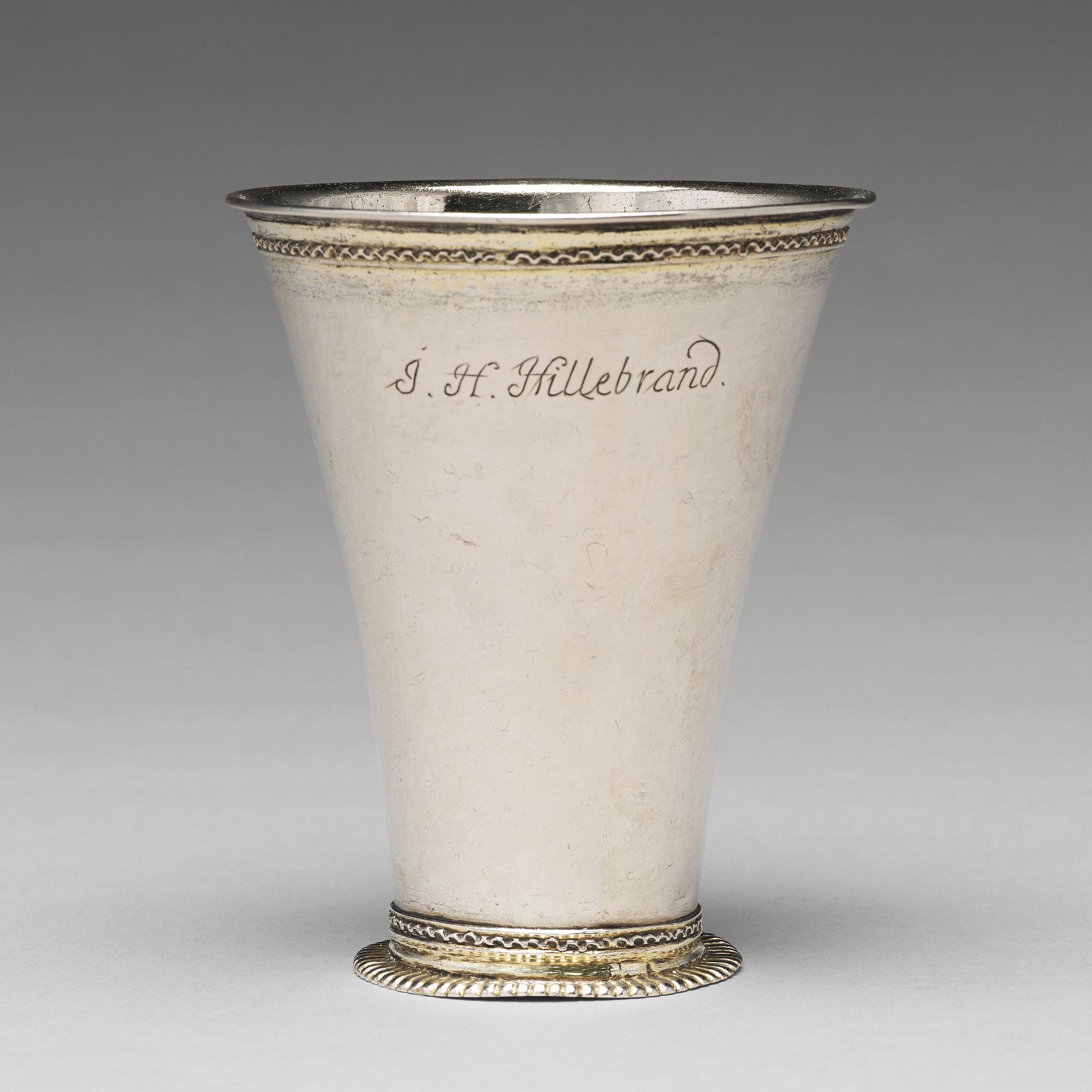 A Swedish 18th century parcel-gilt silver beaker, mark of Erik Lekberg, Nora 1759.