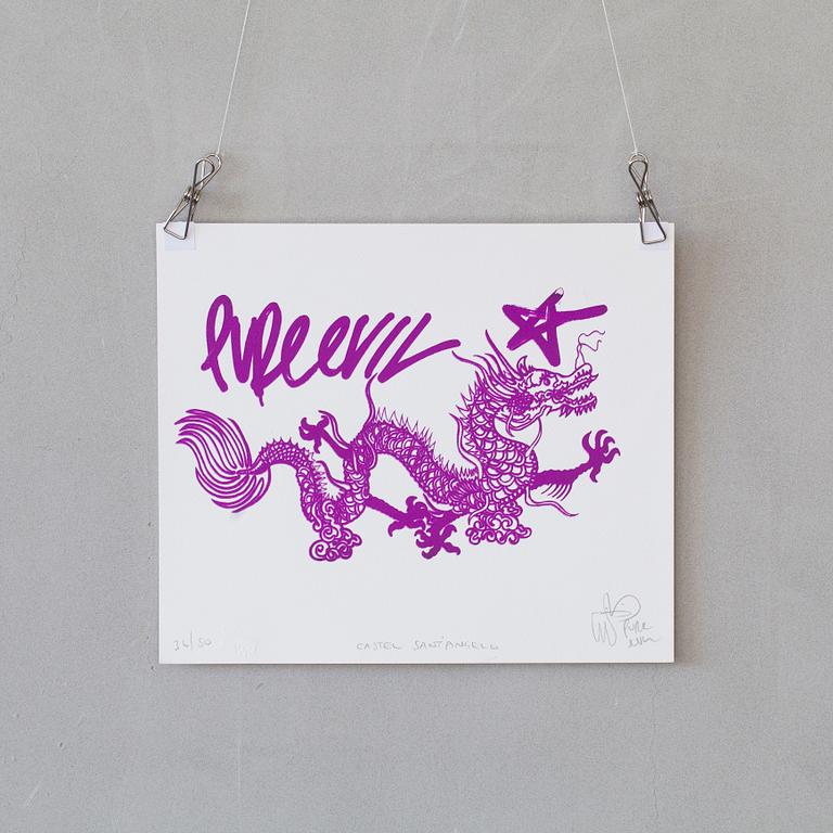 PURE EVIL, "Pure Evil Dragon Snake", screen print, ed. 36/50, signed. daterad 2015.