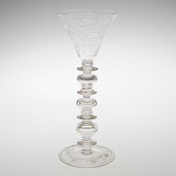 POKALGLAS, glas. Barockstil, 1800-tal.