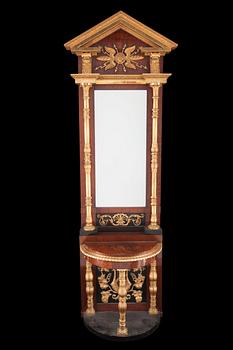 1518. A Swedish Empire mirror and console table by P G Bylander, master 1804.