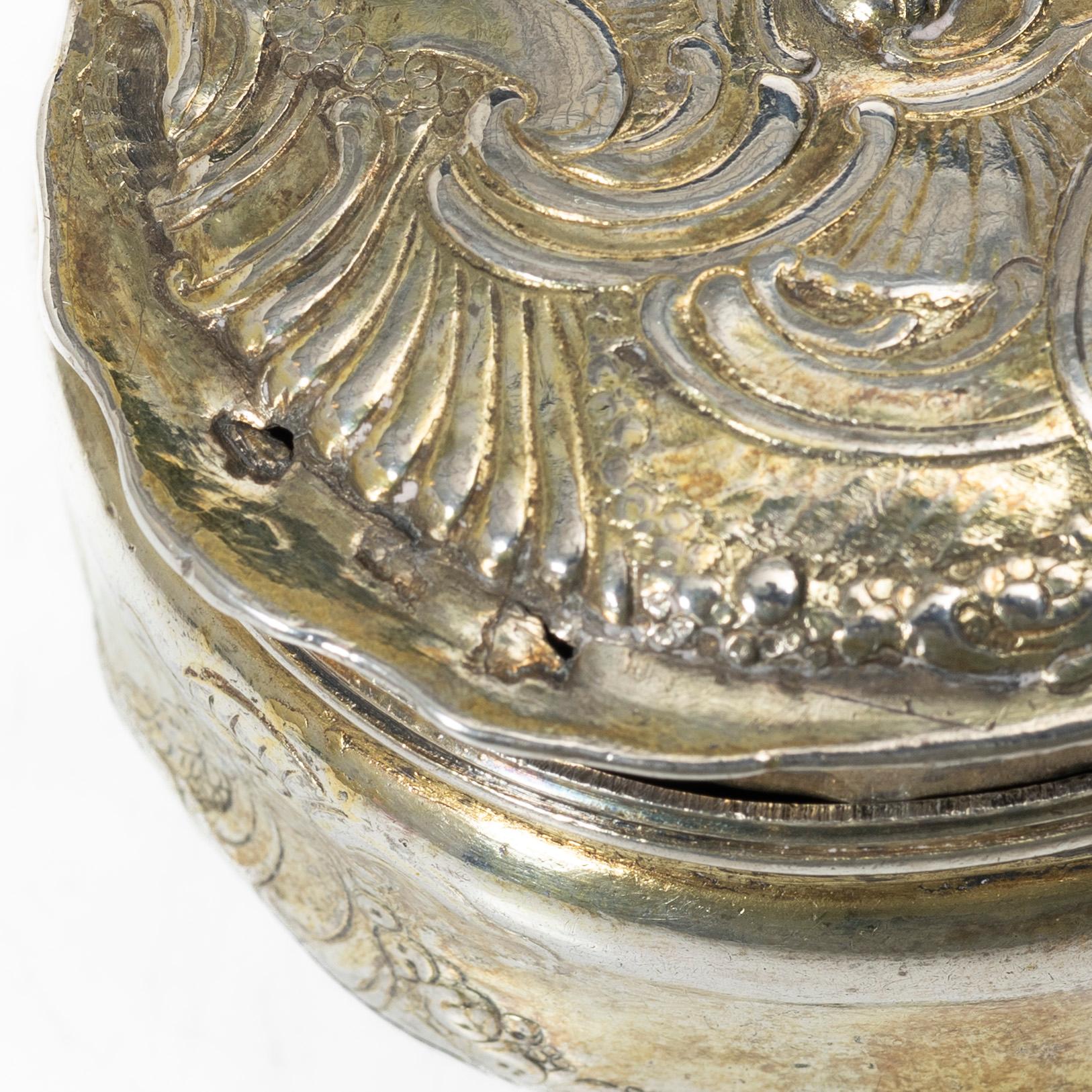A silver gilt Rococo box, 18th century.