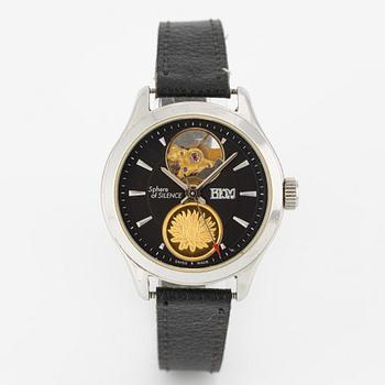 Bernhard H. Mayer, Sphere of Silence Coin Watch, wristwatch, 33.5 mm.