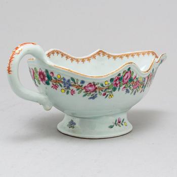 A famille rose sauce boat, Qing dynasty, Qianlong (1736-95).