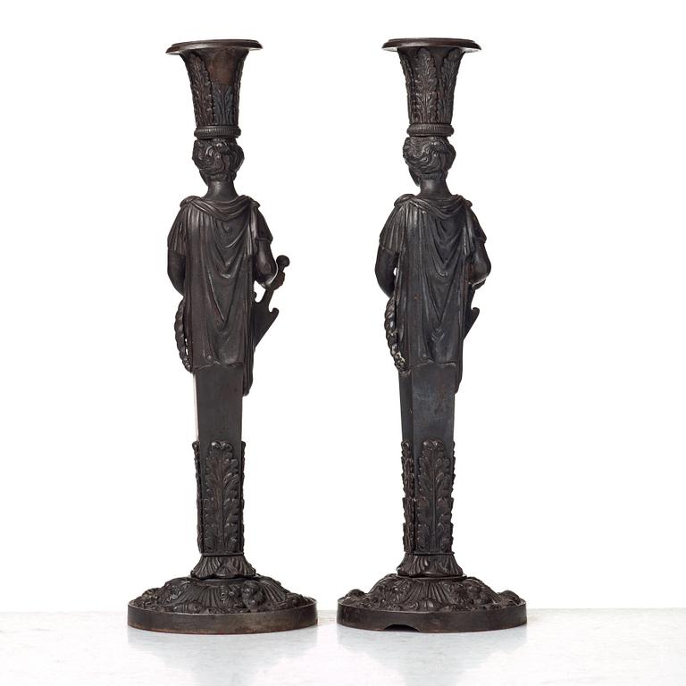 A pair of German Empire candlesticks, Berlin 1810-20.