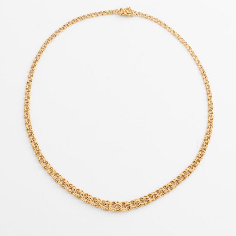 Collier, 18K guld, doserad bismarcklänk.