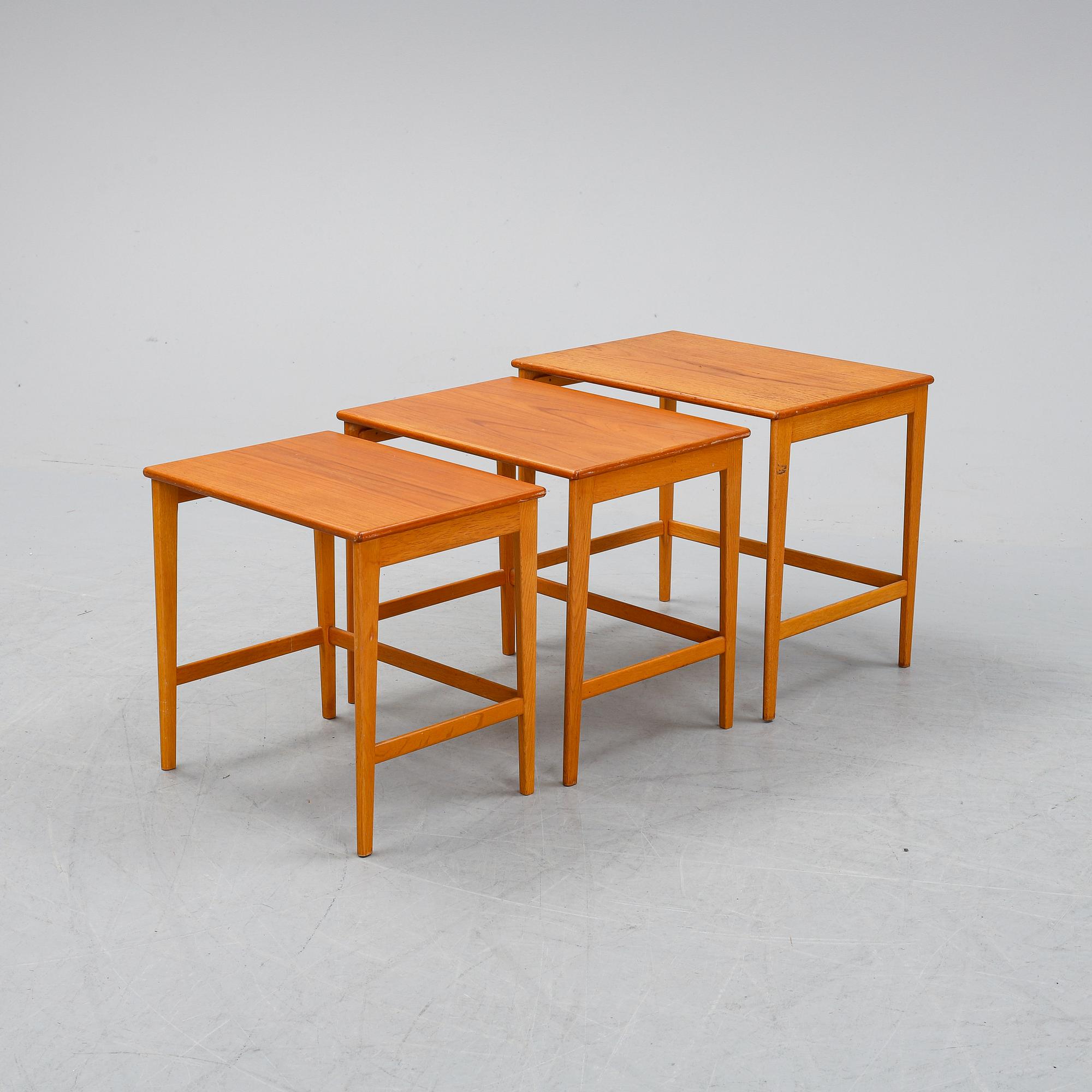 A 1950's teak nesting table.