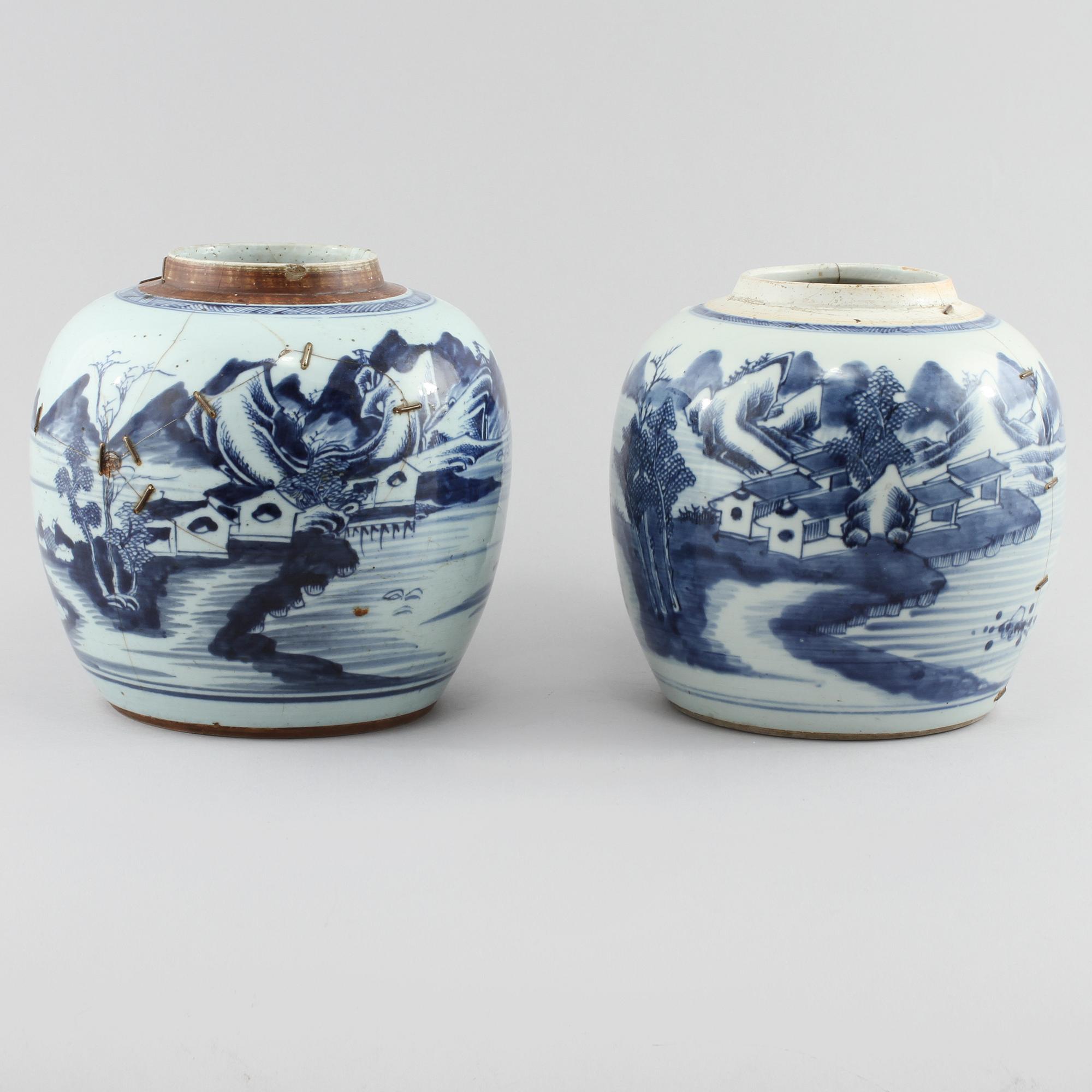 BOJANER, 2 st, porslin, Kina, 1800-tal.