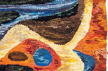 Maj Larsson, a wall hanging, rag rug, signed ML, c. 135 x 90 cm.