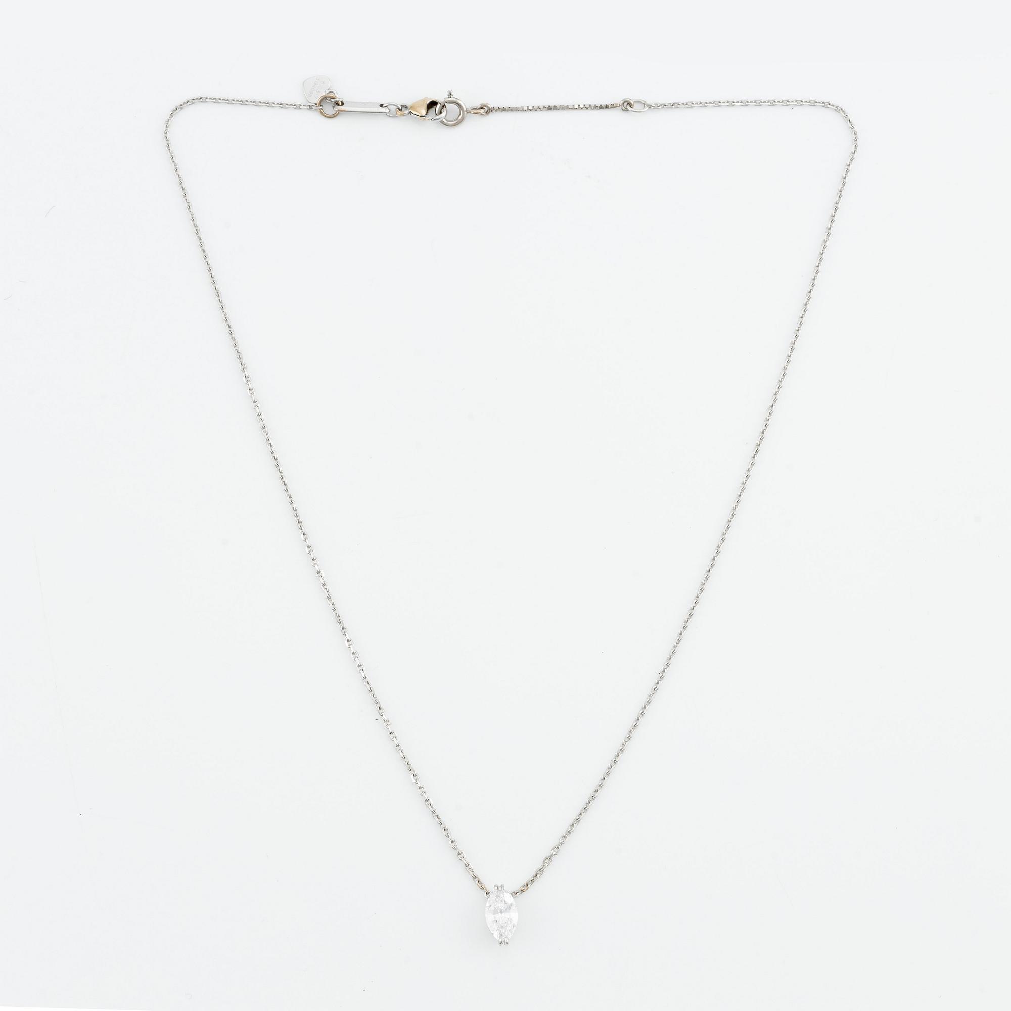 Chopard collier 18K vitguld med en markisslipad diamant ca 1.00 ct ca D/E vvs.