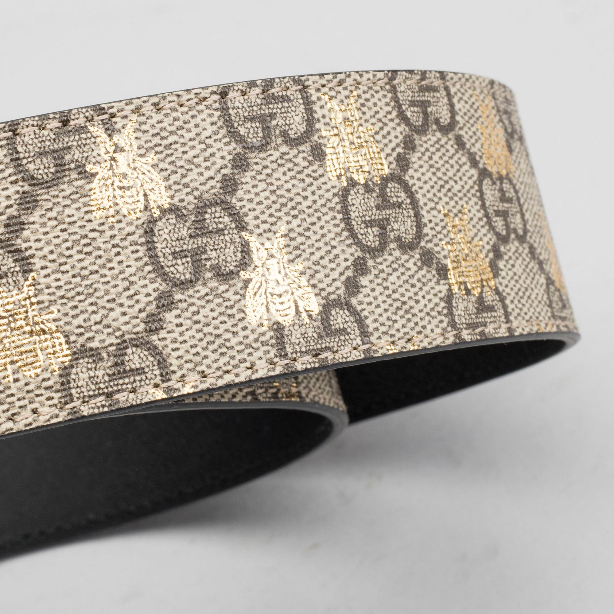 GUCCI, "Formal Squared Ggg Supreme Canvas Bee Belt", skärp.