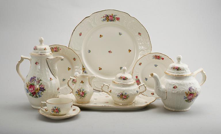 KAFFESERVIS, 64 del, porslin, Sanssouci, Rosenthal.