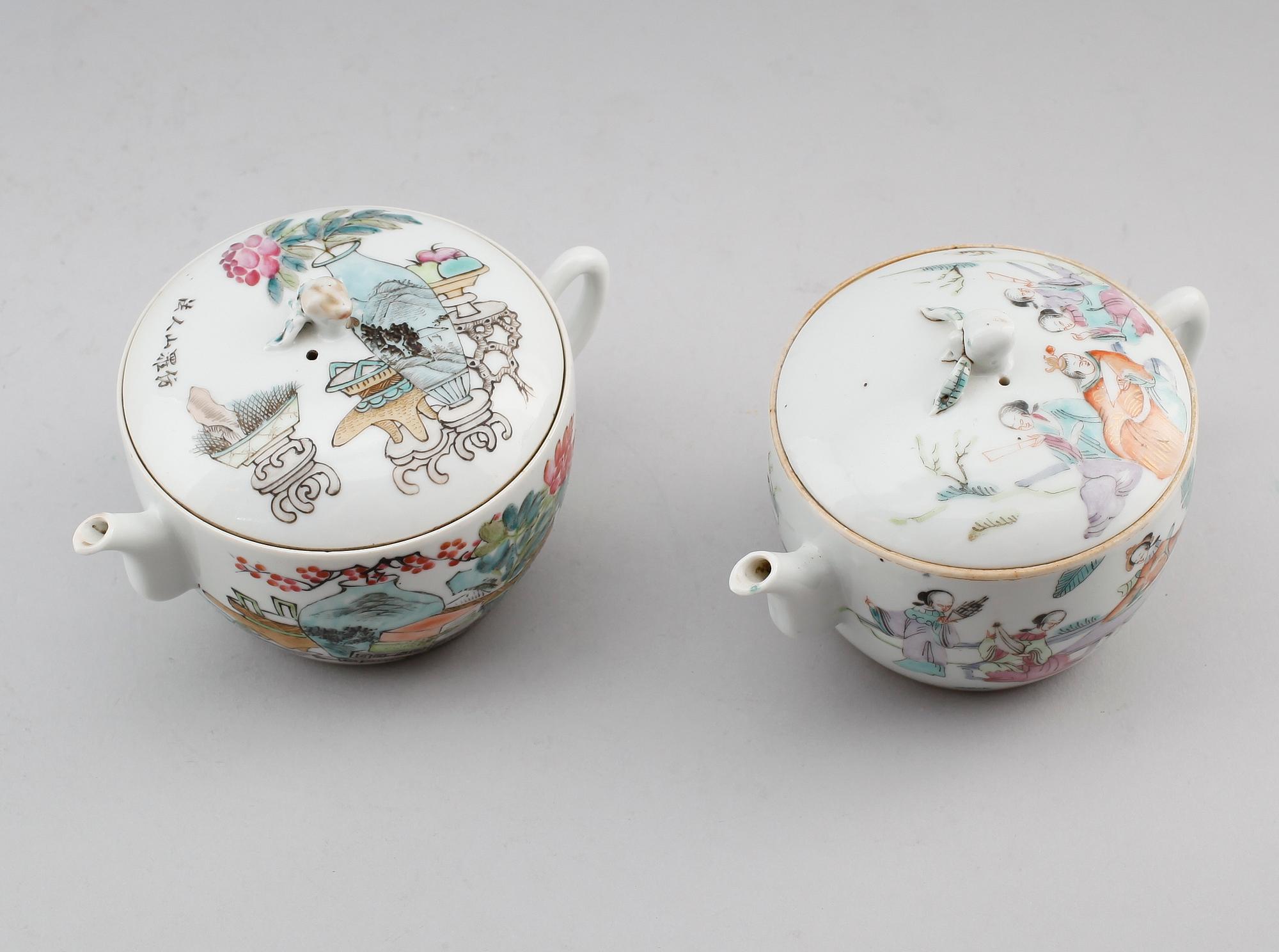 KANNOR, 2 st, porslin, Kina, 1800-tal.