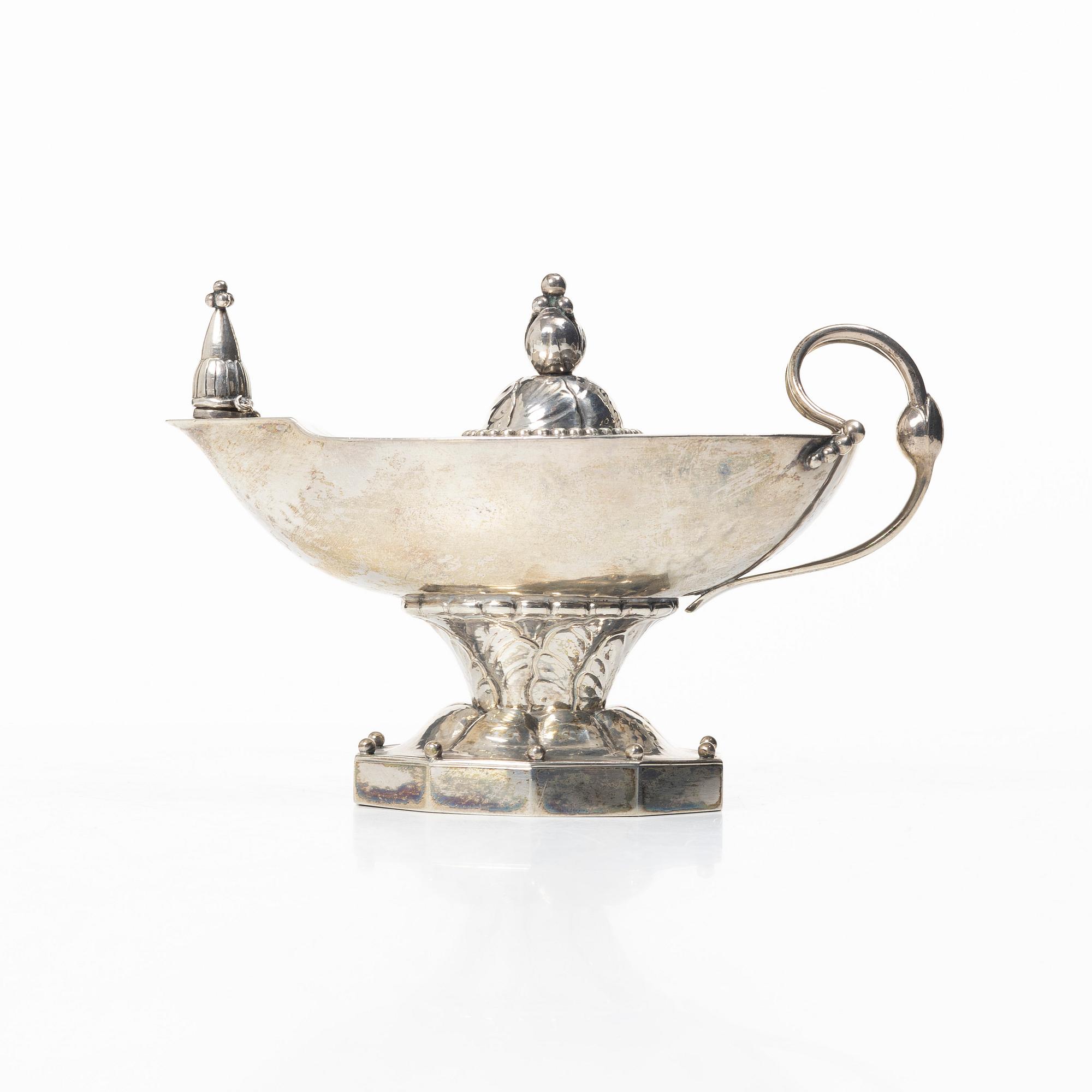 Jeweller Oscar Sjögren Ab, burner/oil lamp, silver, Gothenburg 1924.