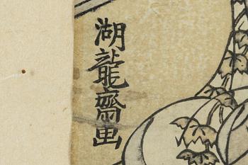 Koryusai Isoda, träsnitt.