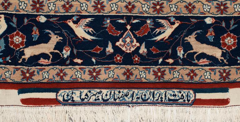 A RUG, semi-antique Esfahan, Seirafian, ca 169 x 108 cm (as well as a flat woven area at each end).