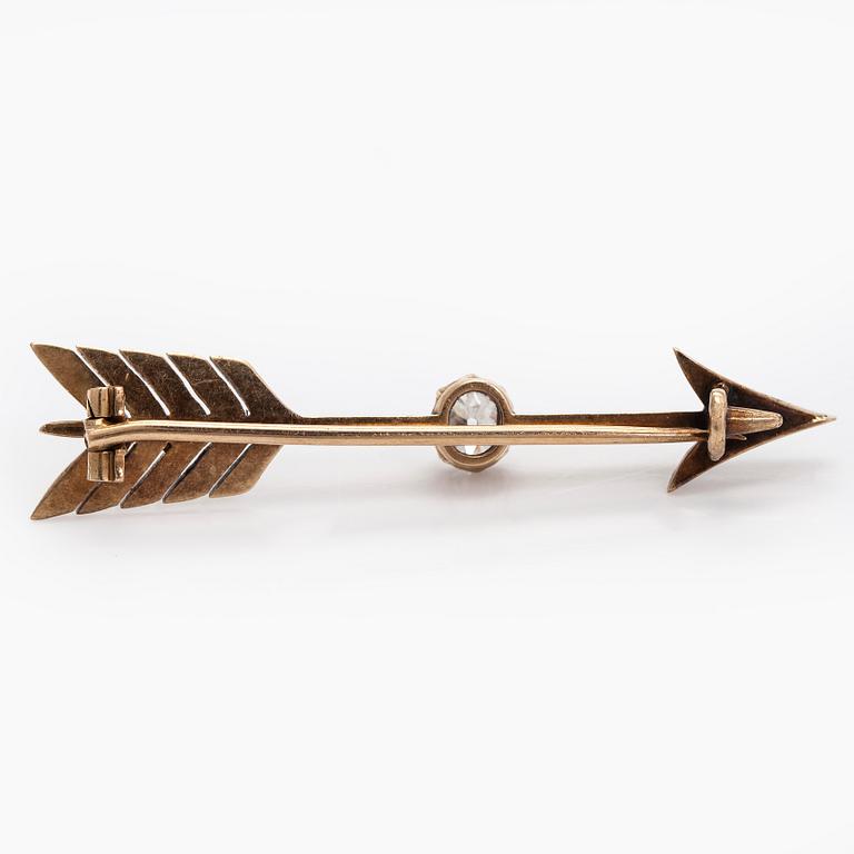 Brosch, gammal- och rosenslipade diamanter, 14K (56) guld. Ryssland, sekelskiftet 1800/1900.