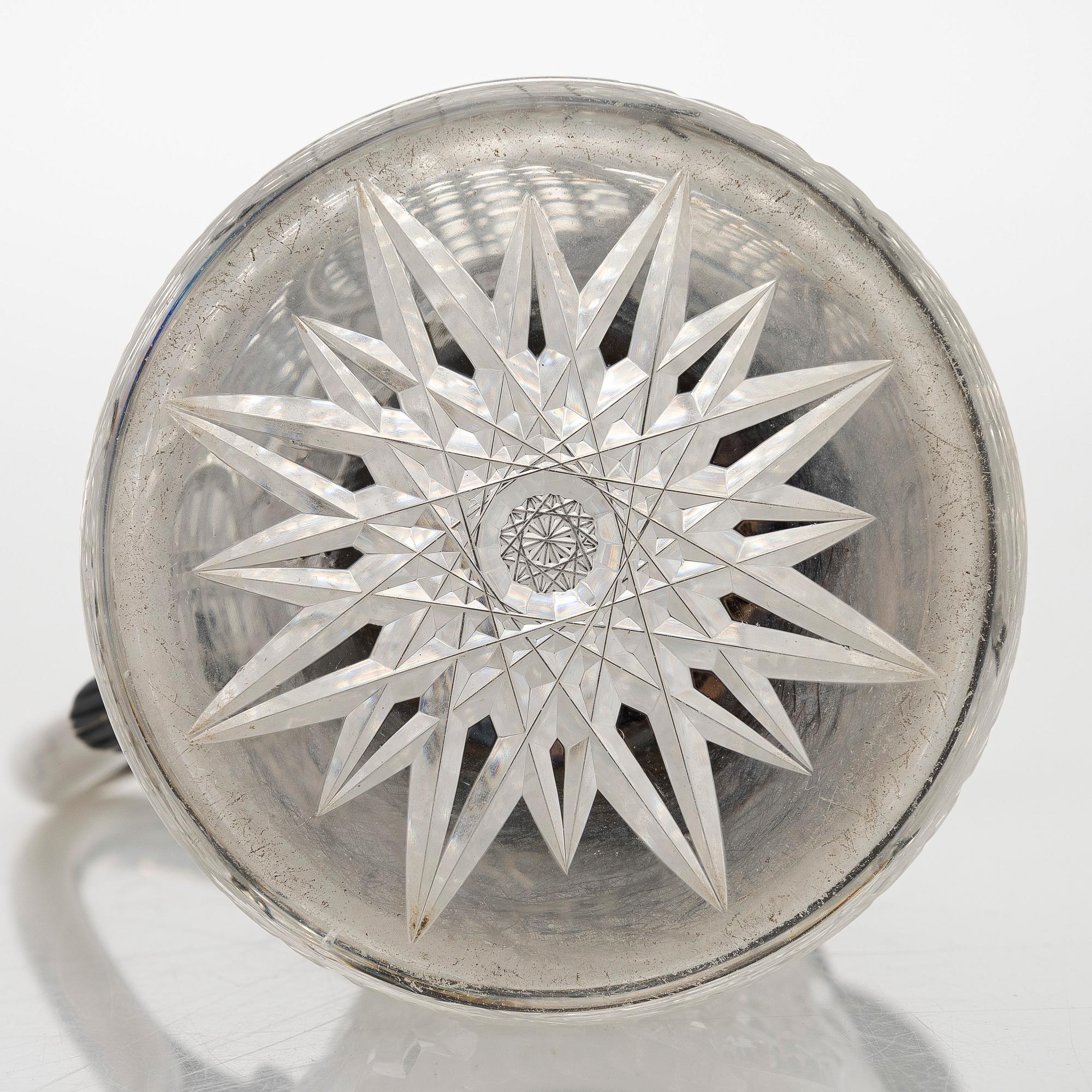 A silver mounted cut glass ewer, St. Petersburg, around year 1900.