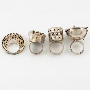 Lars Arby, four rings, sterling silver, Gothenburg among others 1963 and 1981.