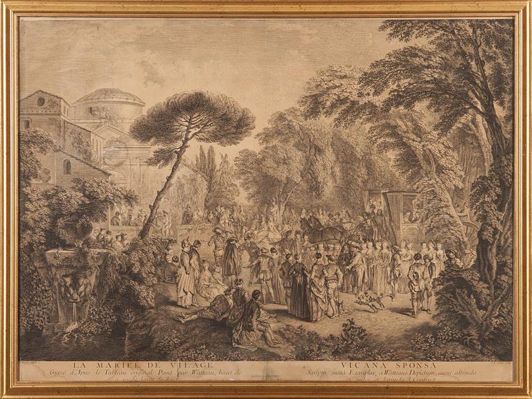 JEAN-ANTOINE WATTEAU, efter, kopparstick, 1700-tal.