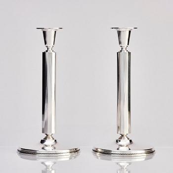 Atelier Borgila, a pair of sterling silver candlesticks, Stockholm 1982.