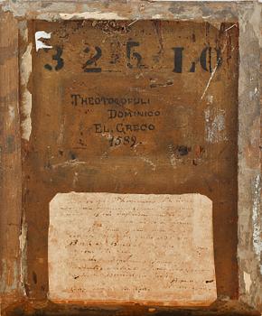 OKÄND KONSTNÄR, olja på pannå, efter El Greco, 1800-tal.