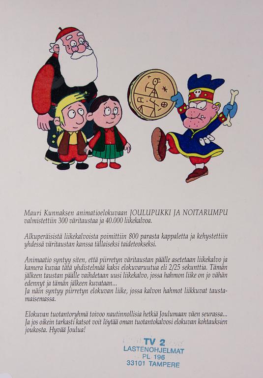 MAURI KUNNAS, blandteknik, animationsförlaga, signerad.