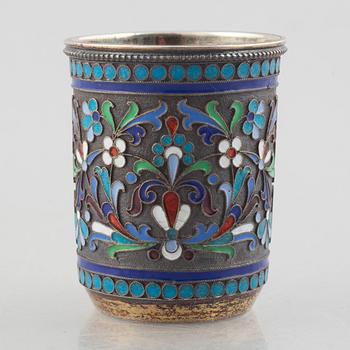 A Russian silver and enamel cup, Moscow 1892.