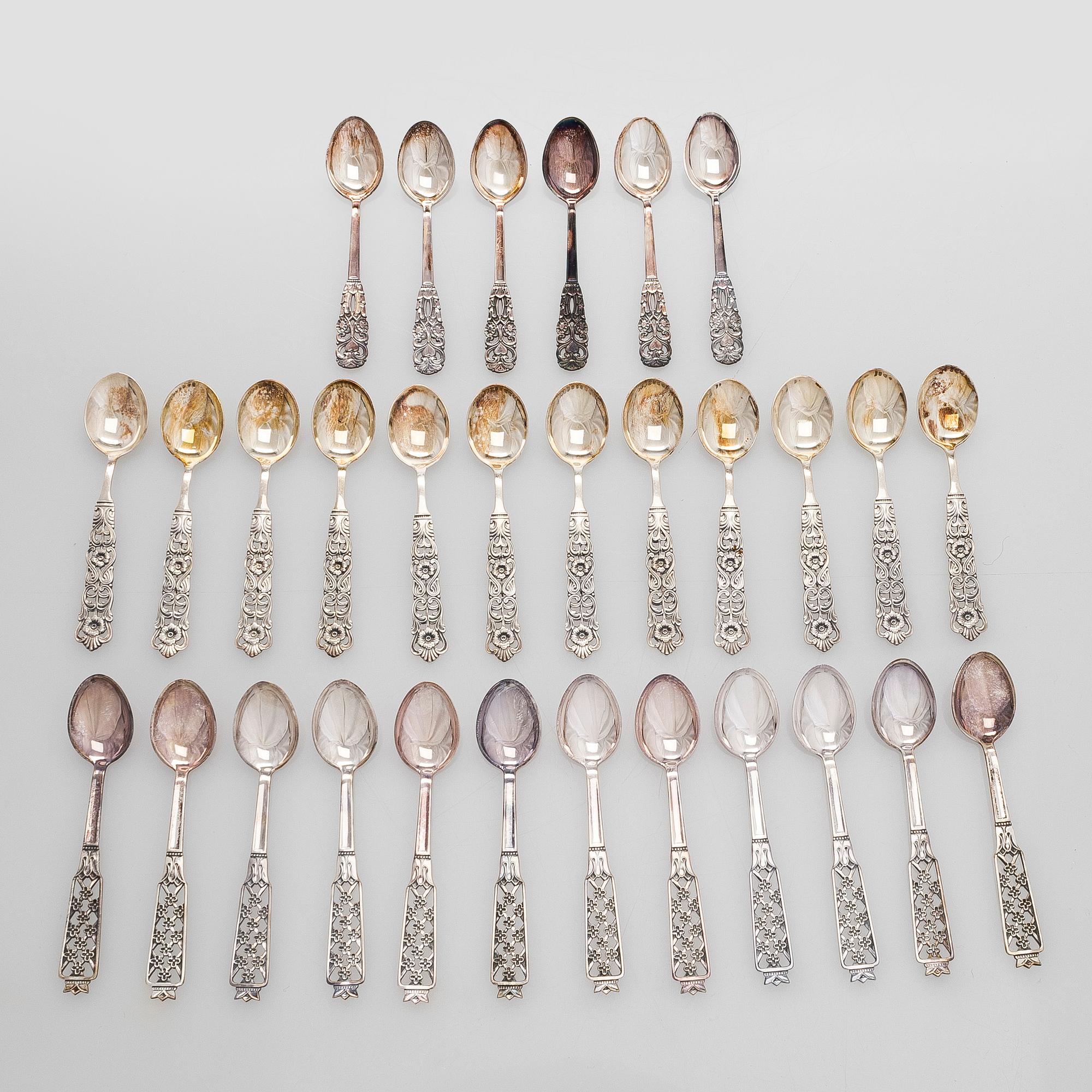coffee and mocha spoons, 30 pcs, silver GAB, Sweden 1965, 1979 and 1981.