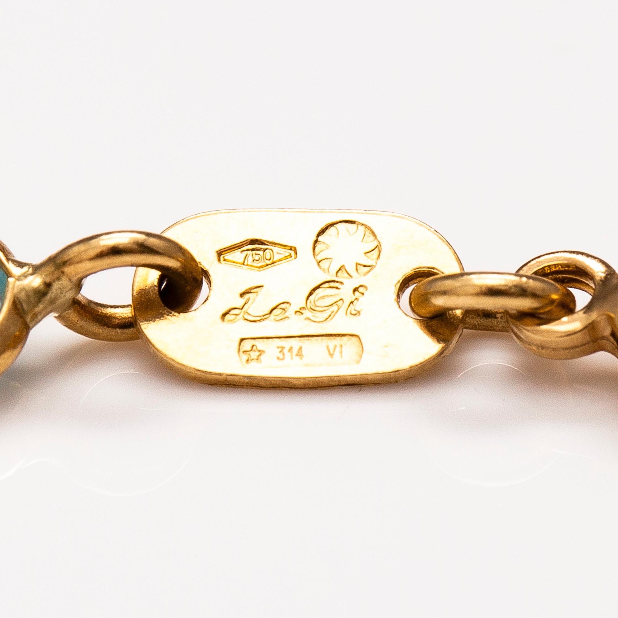 HALSBAND och ARMBAND, 18K guld, granater, peridoter, topaser, citriner och ametister. Le-Gi, Italien.