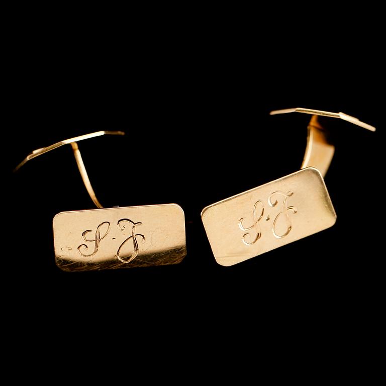 MANSCHETTKNAPPAR, 1 par, SLIPSNÅL, 18 k guld, svenska stämplar. Total vikt ca 15 g.