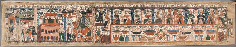 A traditional folk art wall painting southern Sweden 19th century.