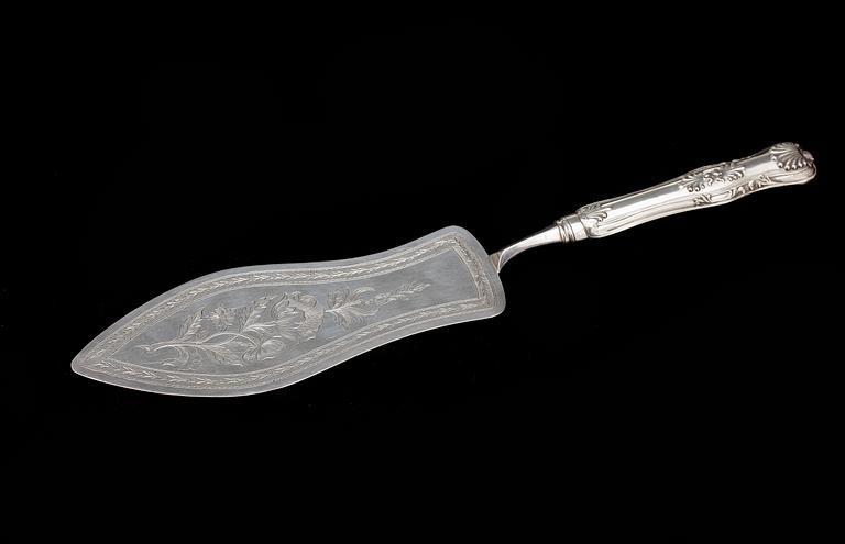 TÅRTSPADE, silver, Anders Lundqvist, Stockholm, 1839. Vikt ca 110 g.