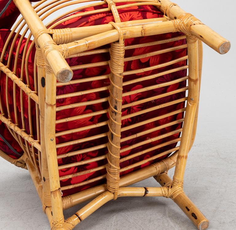 A three-piece bamboo and rattan furniture suite, second half of the 20th Century.
