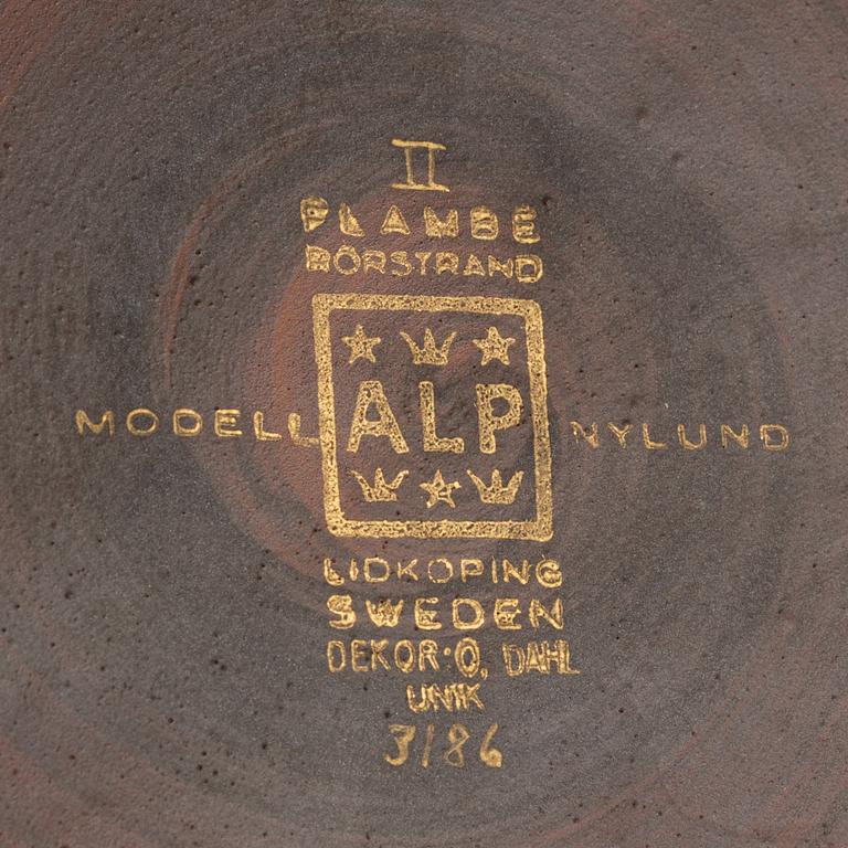 Gunnar Nylund, a 'Flambé' stoneware dish, Rörstrand, Lidköping, 1930's/40's.
