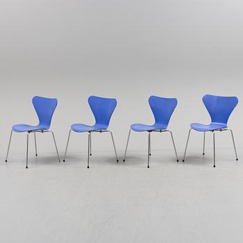 A set of four 1980s Arne Jacobsen "Sjuan" from Fritz Hansen.