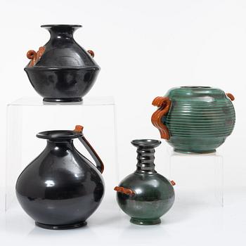 Four vases, Upsala Ekeby, 1930s.