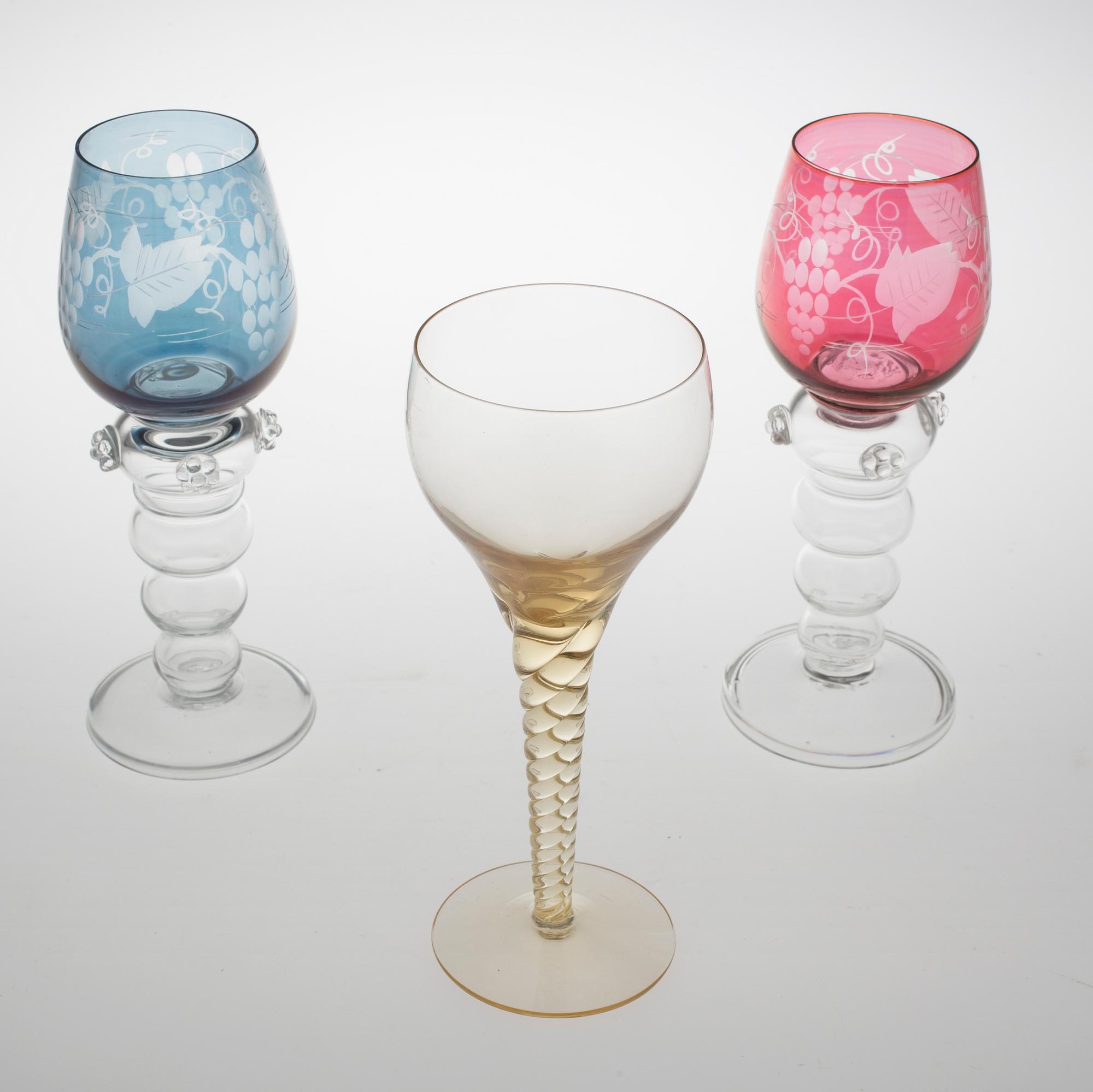 VINGLAS, 8+11 delar, glas, 1900-tal.