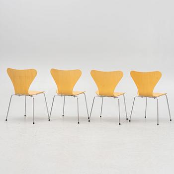 Arne Jacobsen, stolar, 4 st "Sjuan", Fritz Hansen, Danmark, 1998.