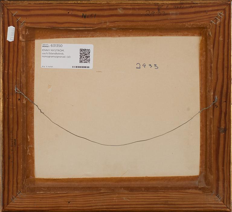 JENNY NYSTRÖM, tusch/blandteknik, monogramsignerad.
