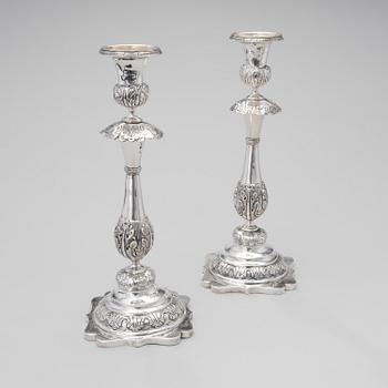 LJUSSTAKAR, ETT PAR, silver, Orgeev (Orhei) Russia, 1800-tal.
