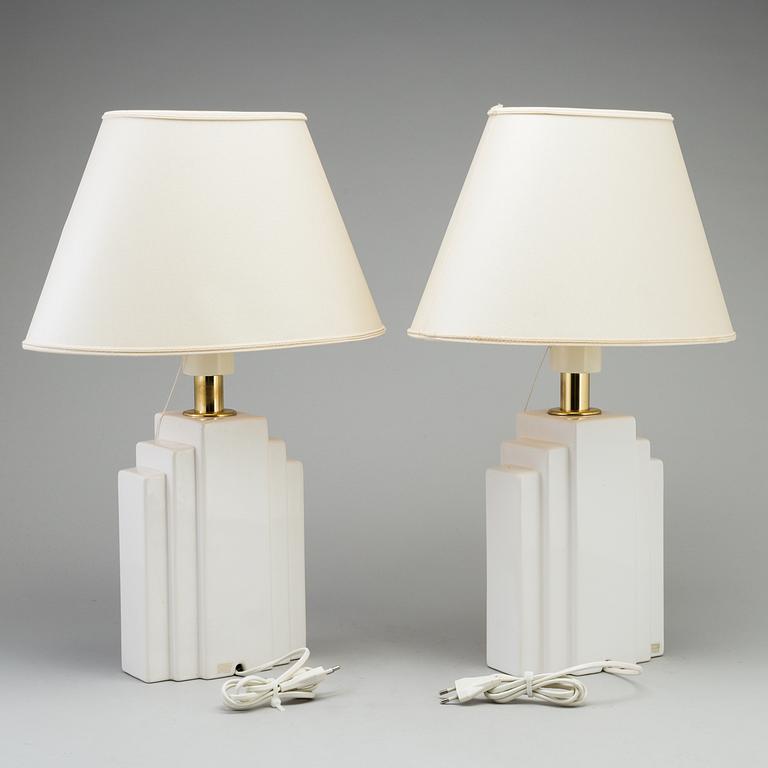 a pair of 1980's ceramic table lights by Boréns.