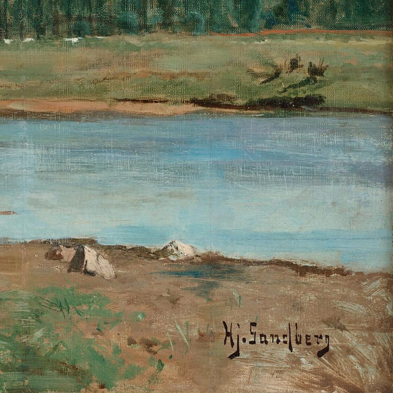 Hjalmar Sandberg, Tvätterskor vid stranden, Allier, Vichy, Frankrike.