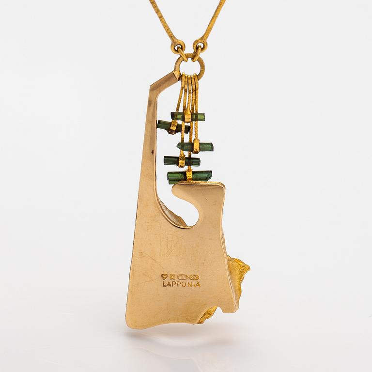 Björn Weckström, "Semiramis", a 14K gold necklace with tourmalines. Lapponia 1975.