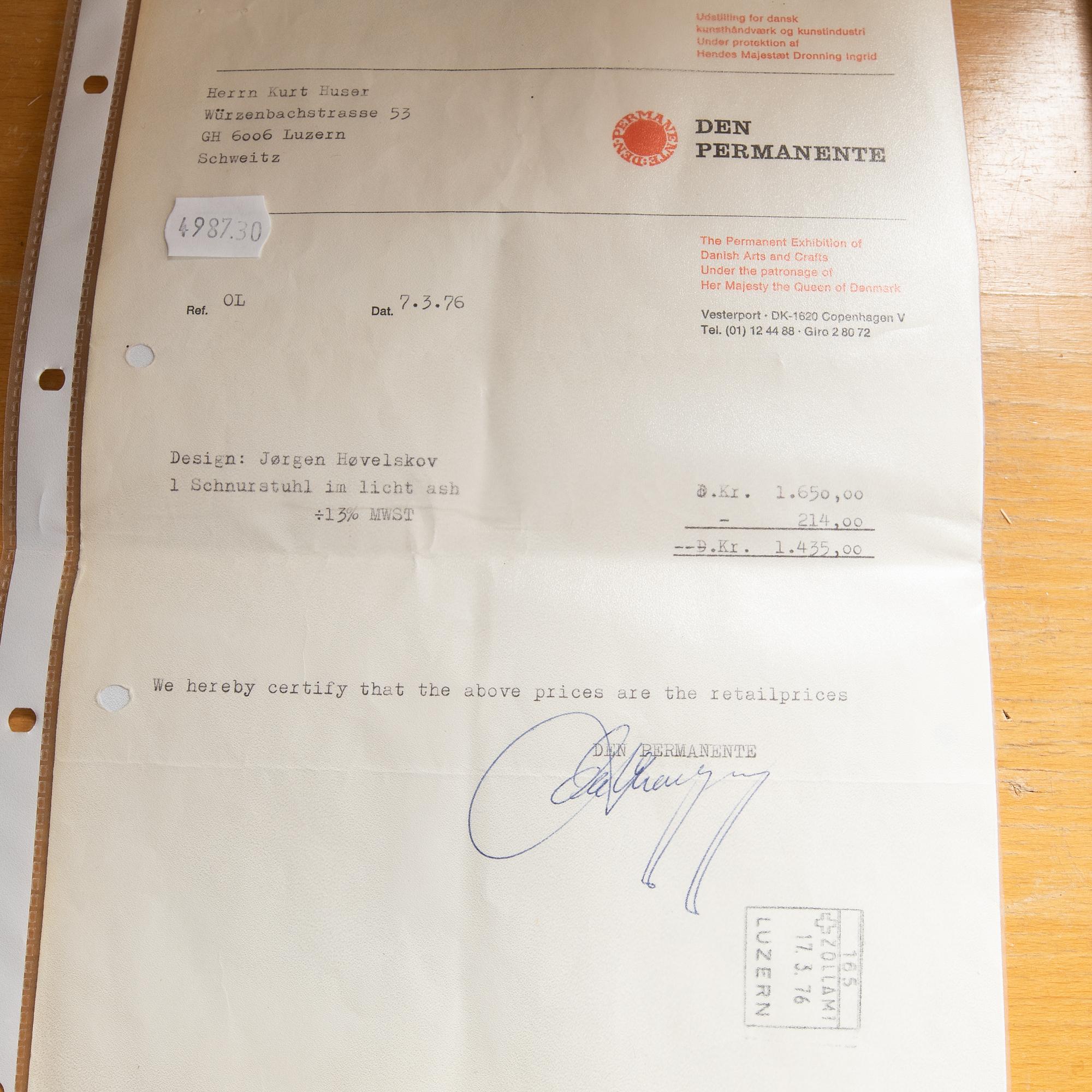 Jørgen Høvelskov chair Harpan.