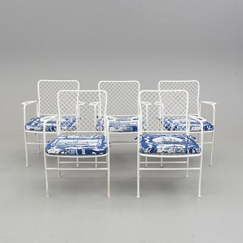 JOSEF FRANK, karmstolar för trädgård, 5 stycken. "591", Firma Svenskt Tenn, formgiven under mitten av 1930-talet.