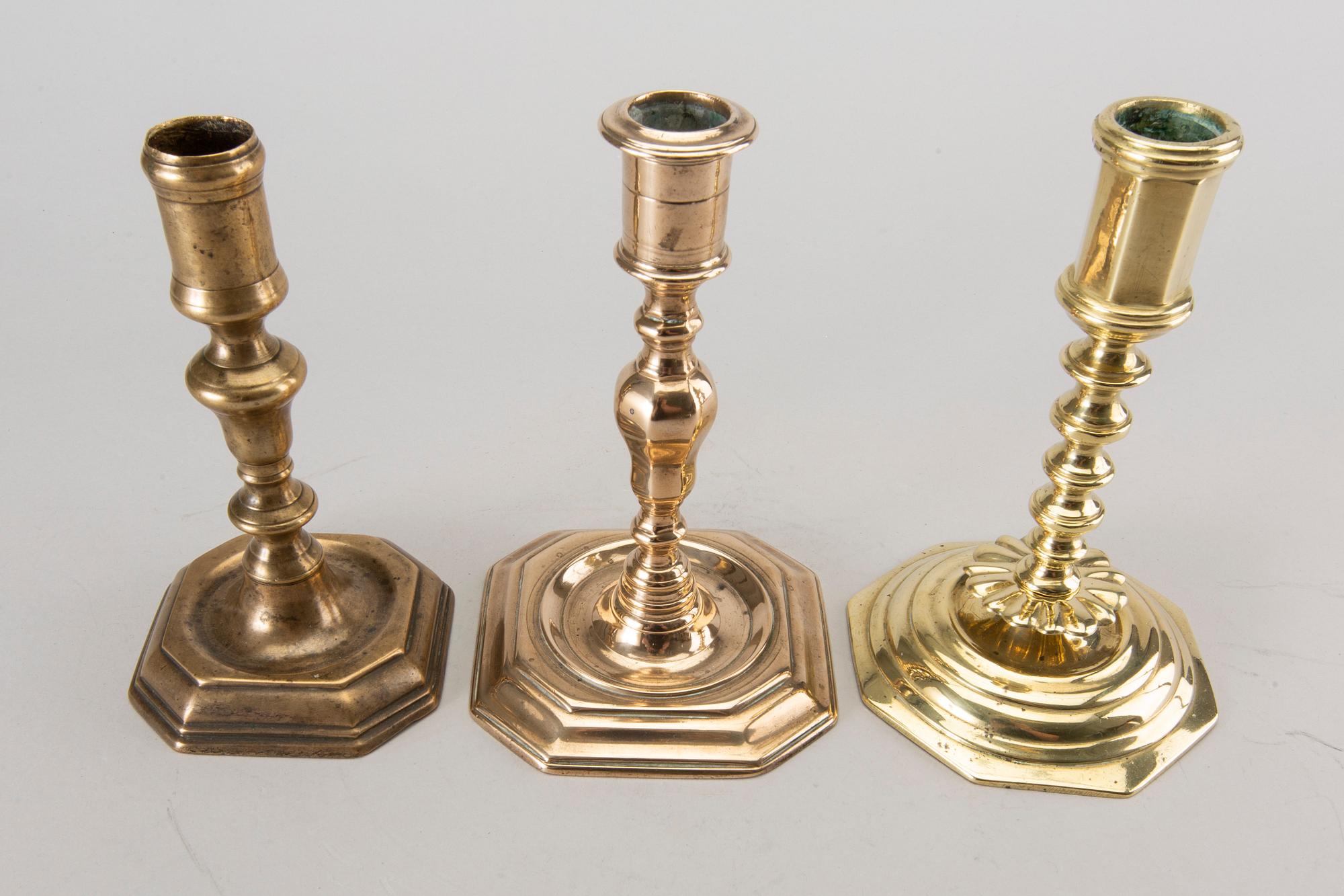 Three late baroque 18th century candlesticks.