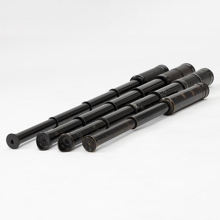 Four telescopes, 20th century, of which 2 by Busch.