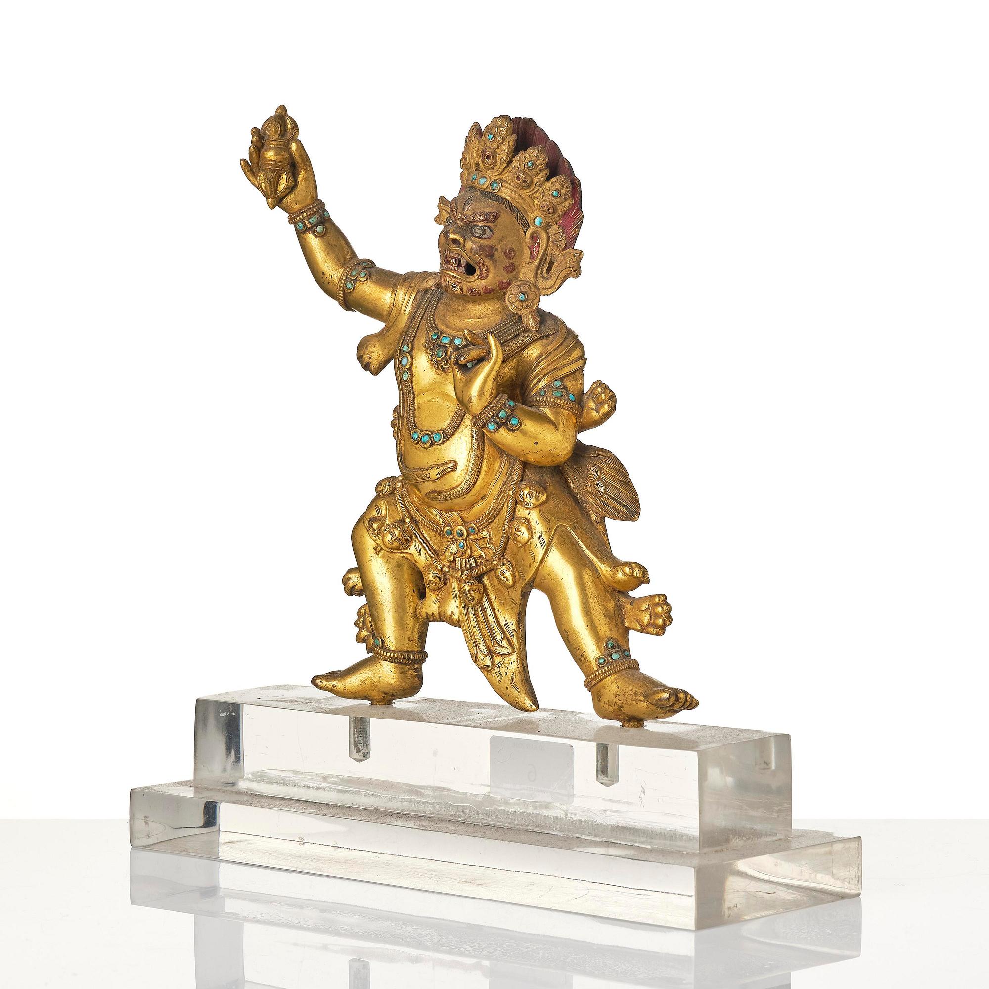 A Sinotibetan gilt bronze figure of Vajrapani, 20th century.